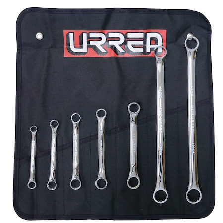 Urrea Full polished 12 - pt 15 Degree box-end wrenches Set of 7 pieces, metric 1100DM